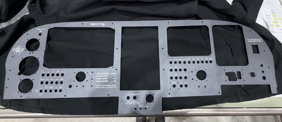 Custom laser-cut instrument panel for a Cessna 182RG